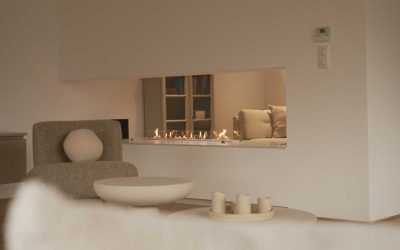 A made-to-measure project: contemporary mantelpiece with 1450 white burner